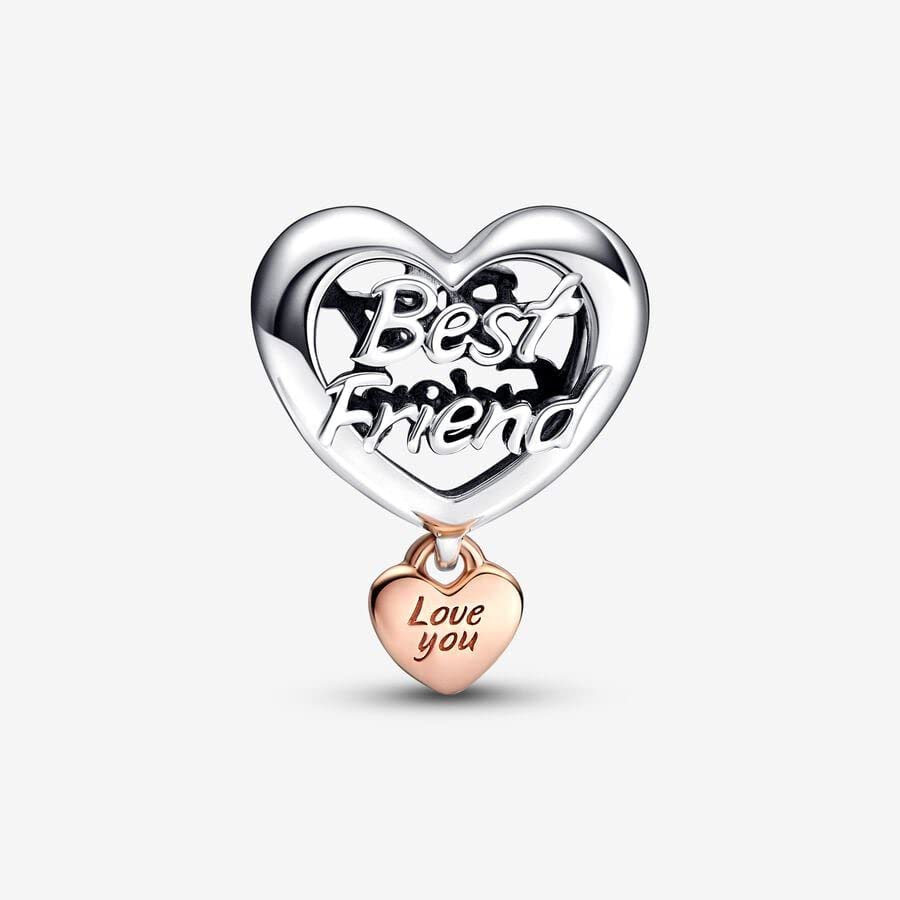 Love You Best Friend Heart Charm - Compatible Moments - Gift for Her - Made with Sterling Silver Rose - with Gift Box - Image 6