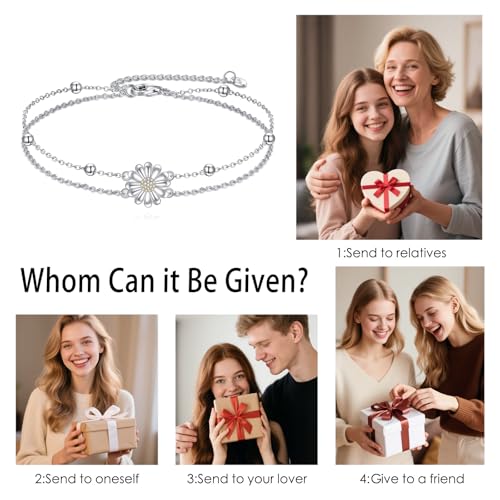 Daisy Anklet for Women S925 Sterling Silver Daisy Bead Ankle Jewelry Gift - Image 4